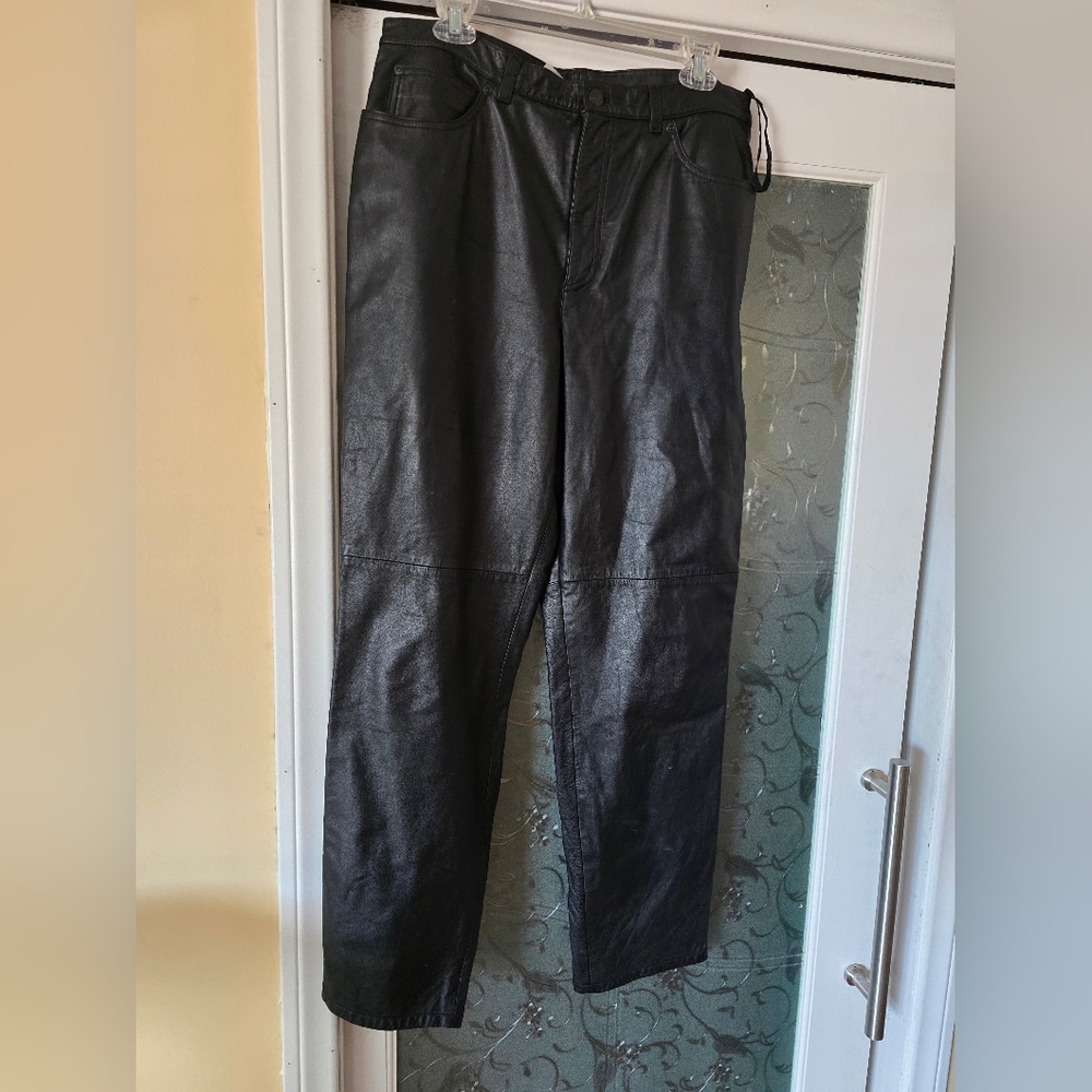 Jones of New York Women Black Leather Pants